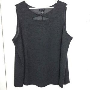 Catherines Top Womens 2X Any Wear Speckled Basic Cutout Neck Sleeveless Shell